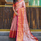 Rajwada Orange Silk  Saree with unstitched Blouse For Women