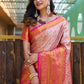 Rajwada Orange Silk  Saree with unstitched Blouse For Women