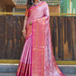 Rajwada Pink Silk  Saree with unstitched Blouse For Women
