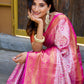 Rajwada Pink Silk  Saree with unstitched Blouse For Women