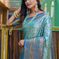 Rajwada Blue Silk  Saree with unstitched Blouse For Women