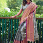 Rajwada Grey Silk Saree with unstitched Blouse For Women