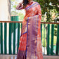 Rajwada Peach Silk Saree with unstitched Blouse For Women