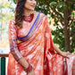Rajwada Peach Silk Saree with unstitched Blouse For Women