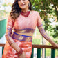 Rajwada Peach Silk Saree with unstitched Blouse For Women