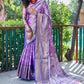Rajwada Purple Silk Saree with unstitched Blouse For Women