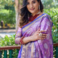 Rajwada Purple Silk Saree with unstitched Blouse For Women