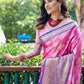 Rajwada Pink Silk Saree with unstitched Blouse For Women