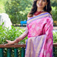 Rajwada Pink Silk Saree with unstitched Blouse For Women