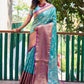 Rajwada Blue Silk Saree with unstitched Blouse For Women