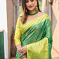 Rajwada Women's Green Silk  Saree with unstitched Blouse