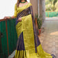 Rajwada Navy Blue Silk  Saree with unstitched Blouse For Women