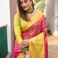 Rajwada Pink Silk Saree with unstitched Blouse For Women