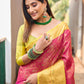 Rajwada Pink Silk Saree with unstitched Blouse For Women