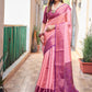 Rajwada Women's Peach Silk  Saree with unstitched Blouse