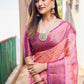 Rajwada Women's Peach Silk  Saree with unstitched Blouse