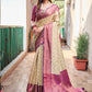 Rajwada Women's Beige Silk  Saree with unstitched Blouse