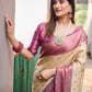 Rajwada Women's Beige Silk  Saree with unstitched Blouse