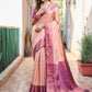 Rajwada Women's Peach Silk  Saree with unstitched Blouse