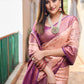 Rajwada Women's Peach Silk  Saree with unstitched Blouse