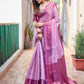 Rajwada Women's Purple Silk  Saree with unstitched Blouse