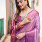 Rajwada Women's Purple Silk  Saree with unstitched Blouse
