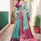 Rajwada Women's Blue Silk  Saree with unstitched Blouse