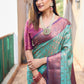 Rajwada Women's Blue Silk  Saree with unstitched Blouse