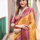 Rajwada Women's Yellow Silk Saree with unstitched Blouse