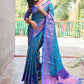 Rajwada Women's Blue Silk  Saree with unstitched Blouse