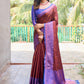 Rajwada Women's Maroon Silk  Saree with unstitched Blouse