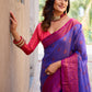 Rajwada Women's Blue Silk  Saree with unstitched Blouse