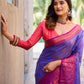 Rajwada Women's Blue Silk  Saree with unstitched Blouse