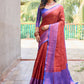 Rajwada Women's Orange Silk  Saree with unstitched Blouse