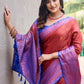 Rajwada Women's Orange Silk  Saree with unstitched Blouse