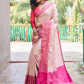 Rajwada Women's Off White Silk  Saree with unstitched Blouse