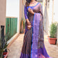 Rajwada Women's Purple Silk  Saree with unstitched Blouse
