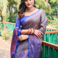 Rajwada Women's Purple Silk  Saree with unstitched Blouse