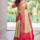 Rajwada Women's Beige Silk  Saree with unstitched Blouse