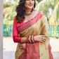 Rajwada Women's Beige Silk  Saree with unstitched Blouse