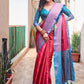 Rajwada Women's Red Silk  Saree with unstitched Blouse