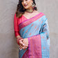 Rajwada Women's Blue Silk  Saree with unstitched Blouse