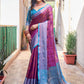 Rajwada Women's Purple Silk Saree with Unstitched Blouse