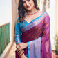 Rajwada Women's Purple Silk Saree with Unstitched Blouse