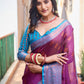 Rajwada Women's Purple Silk Saree with Unstitched Blouse