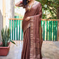 Rajwada Women's Brown Silk  Saree with Unstitched Blouse
