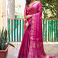 Rajwada Women's Pink Silk  Saree with unstitched Blouse