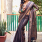 Rajwada Women's Navy Blue Silk  Saree with unstitched Blouse