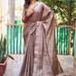 Rajwada Women's Light Brown Silk  Saree with Unstitched Blouse