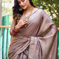 Rajwada Women's Light Brown Silk  Saree with Unstitched Blouse